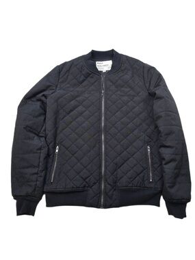 RVCA Quilted Bomber Jacket Mens Small Black Zip Up‎ Casual Outerwear Varsity